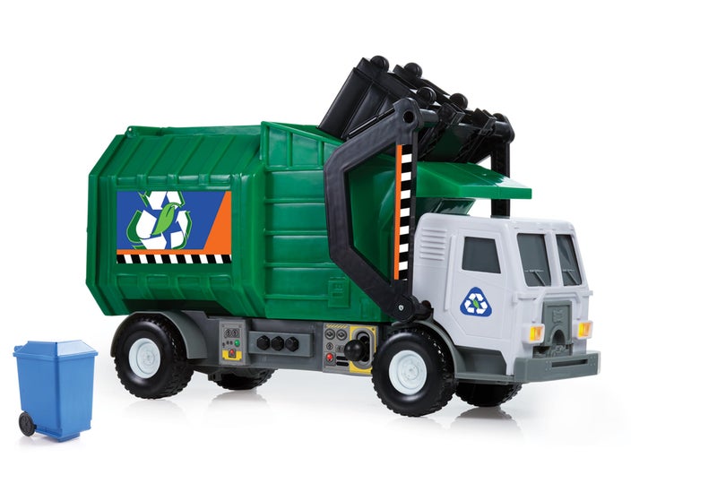 Mighty Fleet Mighty Motorized Garbage Truck Toy w/Lights & Sounds, Motorized Front Arm, Garbage Bin, Realistic Design & Batteries Included - Age 3+ - Image 1